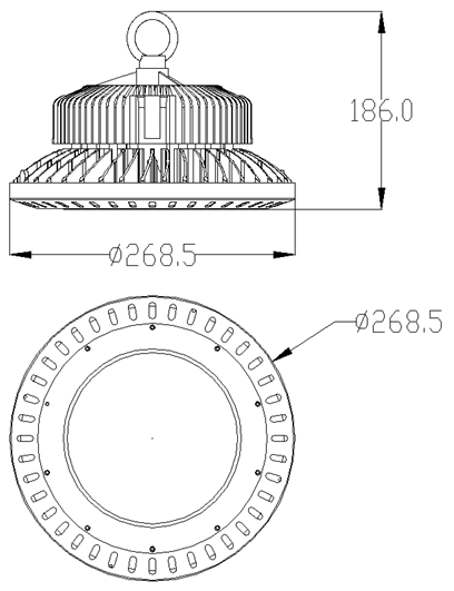 Veličina NLO svjetlosti crtanje 100W UFO light size drawing 100W
